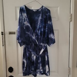 Fashion Nova Blue Tie-Dye Romper